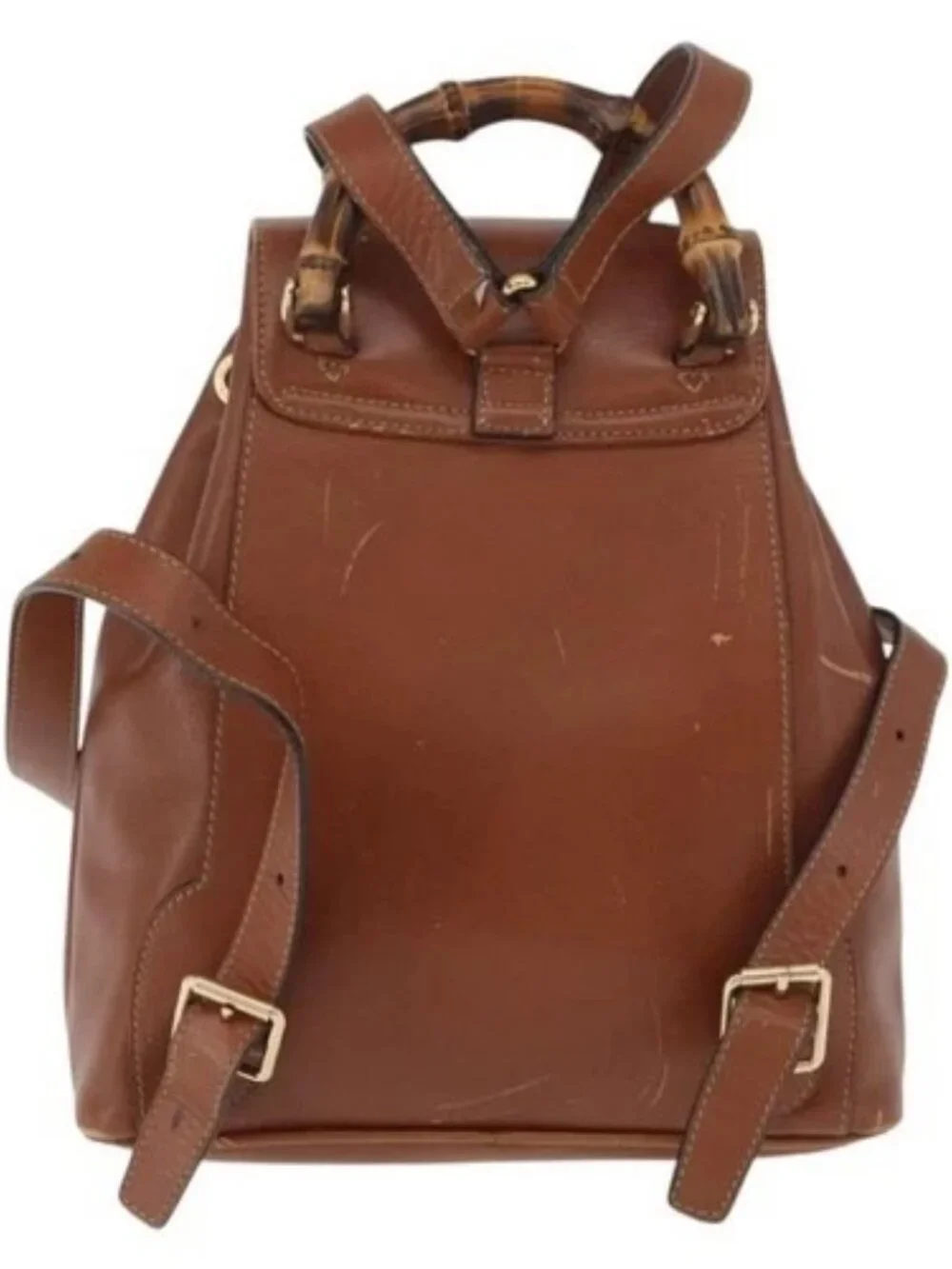 GUCCI Bamboo Mini Backpack Leather Outlet Brown Gold 003 1705 0030 Auth am11663A